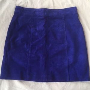 Forever 21 Real Leather Blue Suede Mini Skirt